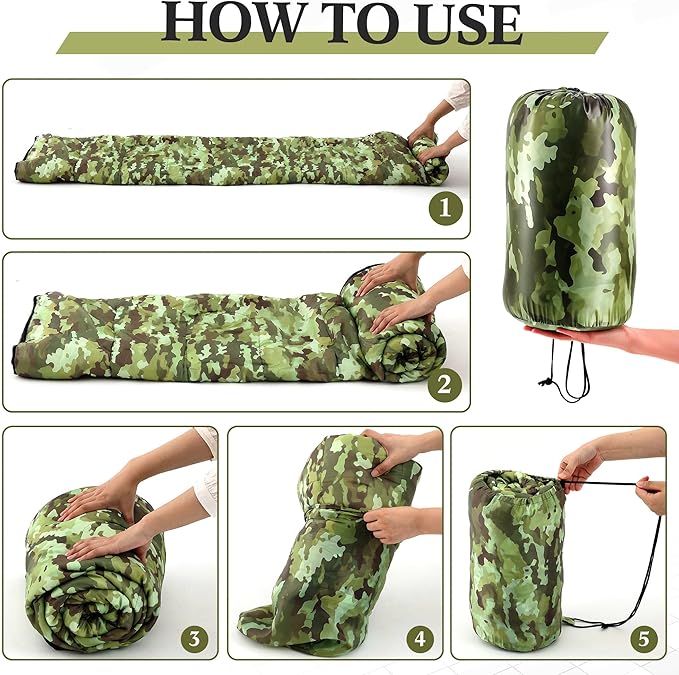 Tranqun 10 Packs Sleeping Bags Bulk for Adults Homeless Sleeping Bag Liner Waterproof Cold Weather for Charity Homeless Camping Hiking Backpacking Outdoor Activities