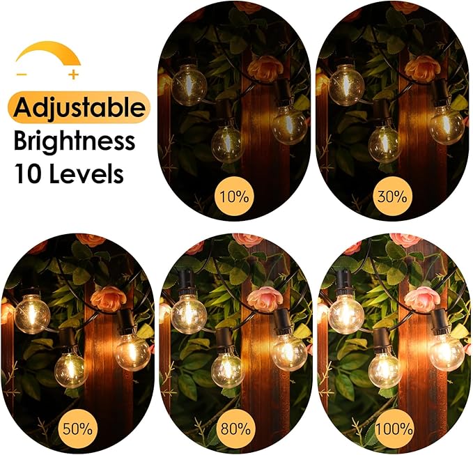 Mlambert 144FT(3x48FT) Solar String Lights with Remote Outdoor Waterproof Patio Light with 54 LED Shatterproof G40 Bulbs(3 Spare) for Yard-Black Wire