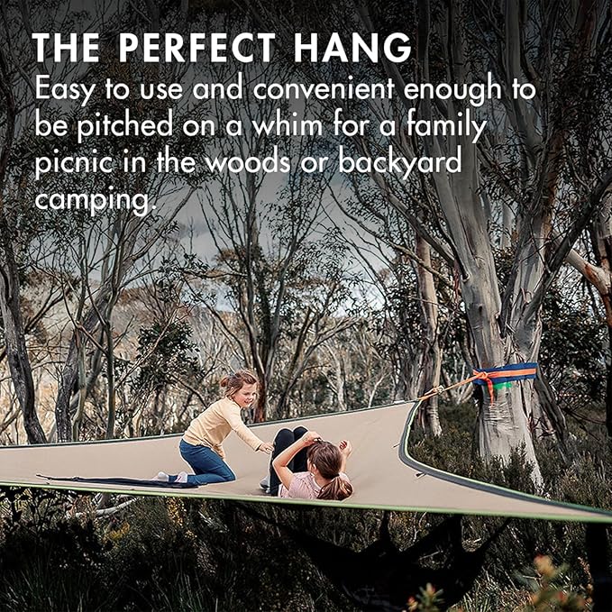Tentsile Trillium Giant Hammock The Original Tree Tent Company 3 Adult Capacity Anti-Roll Central Hatch Ratches and Straps Included Designed in The UK (3 Person Fresh Green)