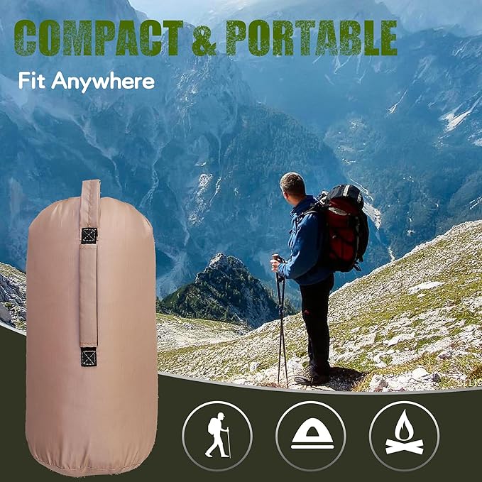 Woobie Blanket Thermal Insulated Military Poncho Liner Water-Resistant Portable Insulation for Hiking Survival with Compression Carry Bag (Od - Coyote)
