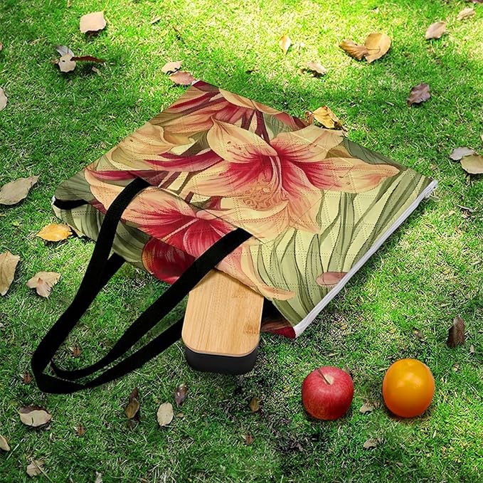 Zipper Tropical Palm Flower Style Picnic Mat Suitable for Travel Camping Park Or Home Use