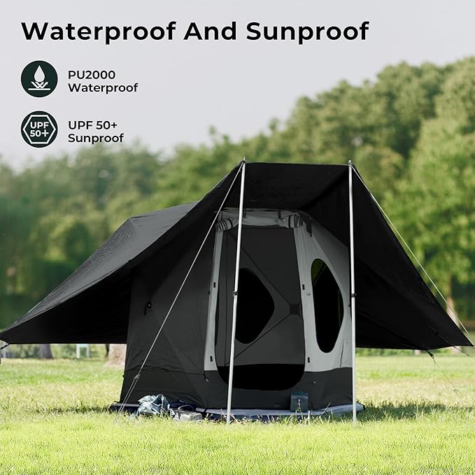ACACIA Canopy 2-3 Person for Space Acacia Camping System PU2000 Waterproof Camping Tarp for 4 Season Camping UPF50+ Sunproof Tent Tarp with 2 Telescoping Poles Carry Bag Moonstone