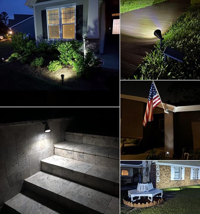 MEIHONG Solar Spot Lights for Outside Waterproof Solar Spot Lights Dusk to Dawn Solar Landscape Lights Solar Powered Lights for Garden Porch Walkway Patio (2 Pack)