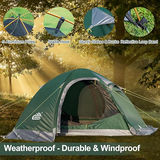 2 Person Backpacking Tent Waterproof 4 Season Tent Windproof Cold Weather Winter Tent for Camping Hiking Hunting Cycling