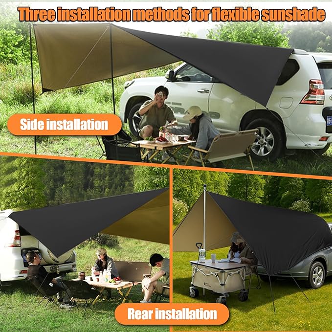 Car Awning Camping Tarp Tailgate 14x16FT SUV Tailgate Awning with Storage Bag for Overlanding Jeep Van Pickup Truck MPV Jeep