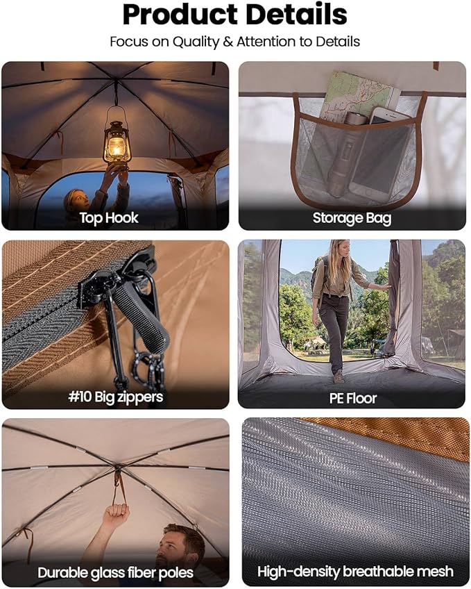 Porayhut Pop up Screen House Tent Sun Shelter with Breathable Mesh DoorsPortable Camping Tent with Detachable Waterproof Floor10x10FT Screen Canopy Outdoor for Family Friends Party