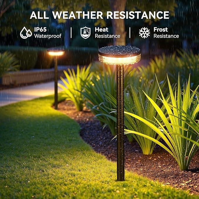 LETMY Solar Pathway Lights Outdoor 6 Pack 2X Brighter Solar Lights Outdoor Waterproof Taller Pathway Light with Larger Panel Auto On/Off Up to 12Hrs Driveway Light for Yard Outside Patio Path Lawn