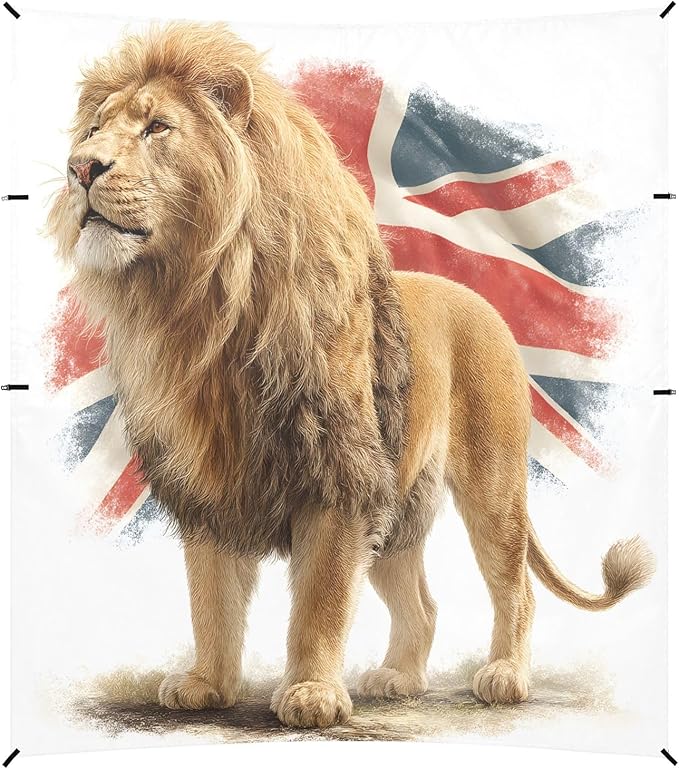 ALAZA Lion British Flag Beach Tent Sun Shelter UPF50+ Protection Beach Shade Canopy w/ 4 Sandbags for Outdoor Camping Fishing Backyard Fun Picnic 10x9 ft