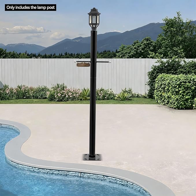 8FT Outdoor Lamp Post Split Street Light Pole with Cross Arm Base Mount Lighting Post Fixtures for Pathway Courtyard Parking Lot Fits Standard 3 Post Top Fixtures (8FT 76mm Base Mount)