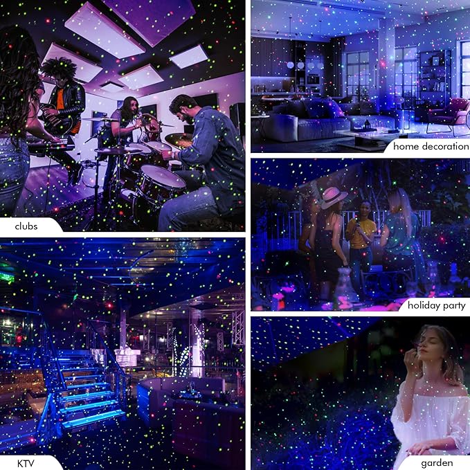 Poeland Christmas Laser Projector Lights with Remote Control and Security Lock Halloween Garden Lights for Indoor Outdoor Home Garden (Red Green Led Blue)