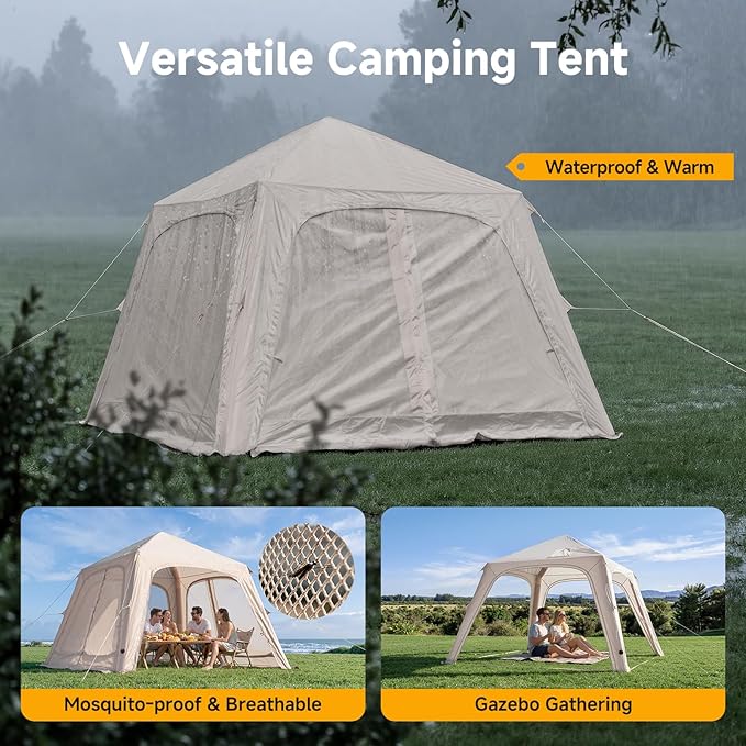Inflatable Blow Up Tents for CampingWaterproof Oxford Hot Tent with Manual PumpSpacious Easy Setup Inflatable Camping Air Tent for Family Glamping