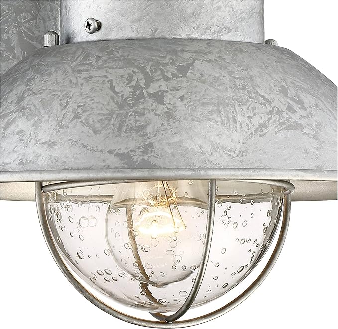 John Timberland Oberlin Rustic Industrial Farmhouse Outdoor Barn Light Fixture Galvanized Dusk to Dawn Motion Sensor 9 Clear Seedy Glass for Exterior Deck House Porch Yard Patio Outside Garage