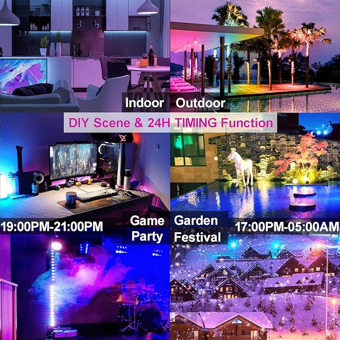 LED Flood Light Outdoor 800W Equivalent Bluetooth Smart Color Changing RGB Spot Light DIY-Scene+RGB+2700K Warm White APP &amp Group Control &amp Timing IP66 Waterproof 4Pack