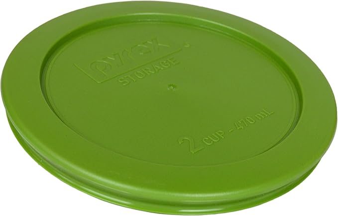 Pyrex (3) 7200-PC 2-Cup (3) 7201-PC 4-Cup &amp (3) 7402-PC 6/7-Cup Lawn Green Food Storage Replacement Lids - Made in USA