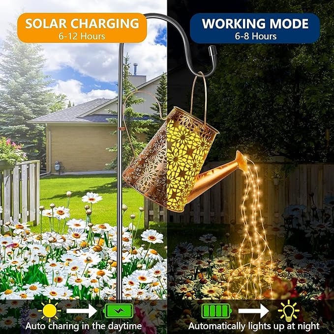 Forlivese 2PCS Solar Watering Can with LightsOutdoor Decorations with Hanging Solar Garden Lights with Bracket Waterproof Watering Can Landscape Light for Patio Gardening Pathway 36LED