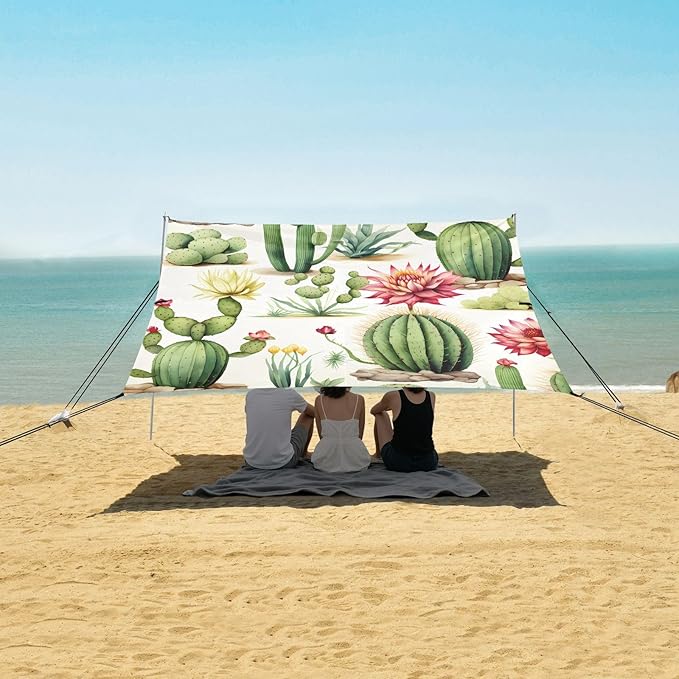 Beach Tent Sun Shelter Cactus of Different Shapes Lightweight &amp Easy Setup Beach Shade Canopy for Camping Fishing