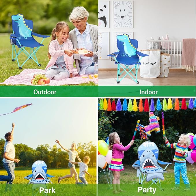 KABOER Kids Outdoor Folding Lawn and Camping Chair with Cup Holder and Carrying Bag Children's Camping Chairs