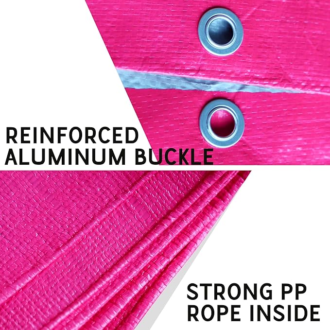 STARPYNG-7 Mil Pink/Silver 15x15 Feet Tarp-Multifunctional Waterproof Tarpaulin-Waterproof UV Resistant Rip and Tear Resistant Poly Tarpaulin with Reinforced Edges for Cover