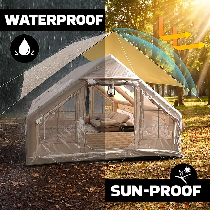 Inflatable Tents for Camping Large Inflatable Camping Tent with Hand Pump Easy Setup Tents for 4-6 People Portable Glamping Tent