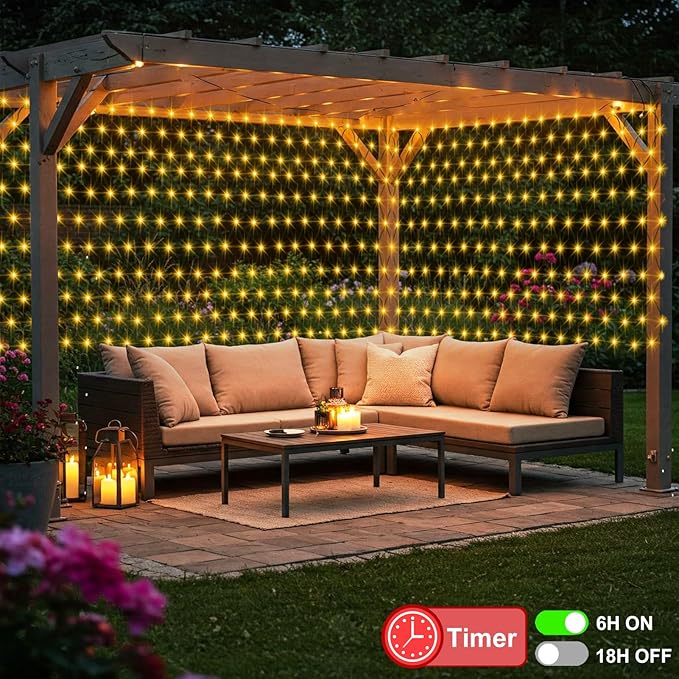 ZAIYW 600 LED 20x6.6Ft Net Lights Outdoor Mesh Lights with Remote Timer Plug in Dark Green Wire Large Christmas Net Lights for Bushes Garden Shrubs Wedding Decor (Warm White)