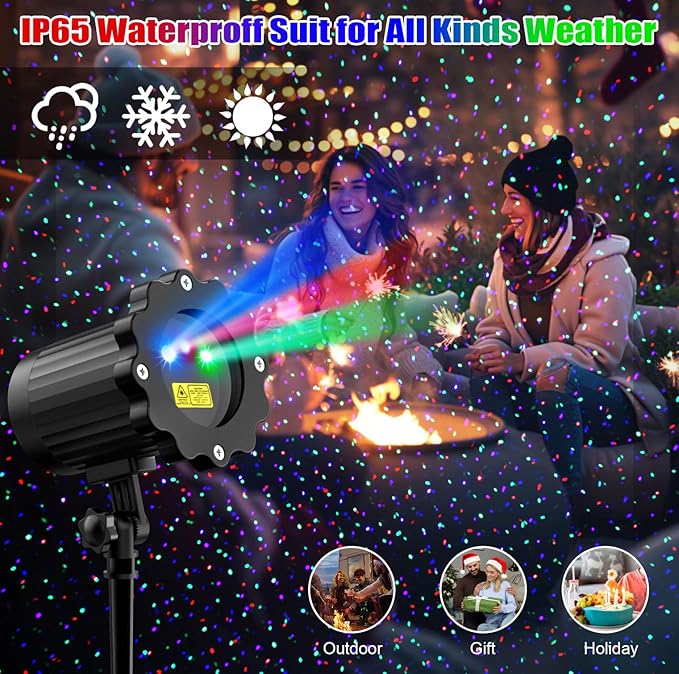 Fimilo Firefly Laser Light Projector RGB Christmas Laser Landscape Lights Outdoor Waterproof Firefly Light Projector with Remote12 Moving Effect Timer 2 Installation for Wedding Party Holiday