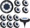 Flacchi Solar Lights Outdoor - Solar Powered Ground Lights Outdoor Solar Disk Light Waterproof Landscape Light for Patio Yard Pathway Walkway Driveway (Cool White 12 Pack)