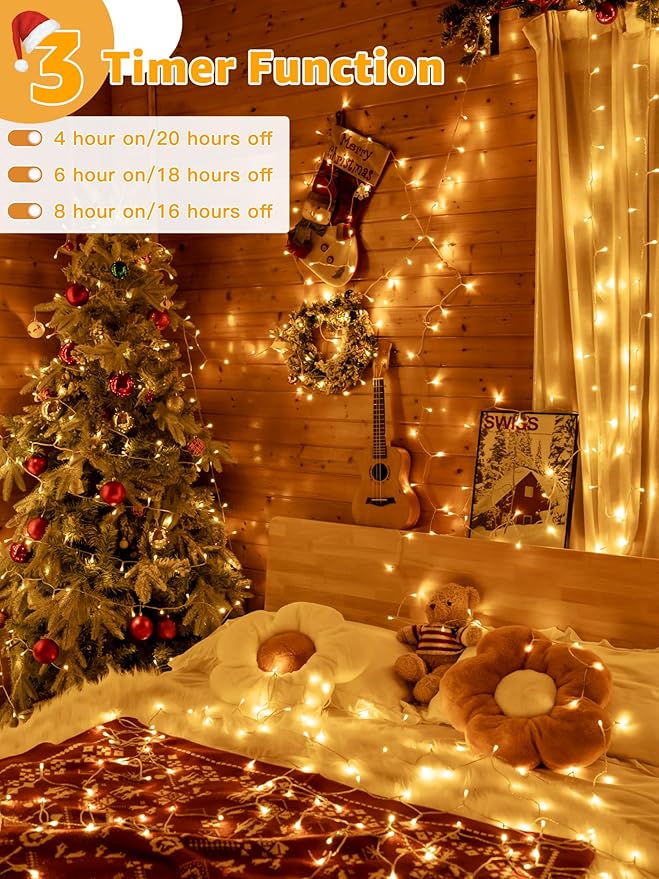Christmas String Lights 1200LED 196FT 8 Modes Dimmable Fairy Lights with Remote and Timer Waterproof Christmas Lights for Festive Decoration Indoor Wedding Party Holiday (Warm White)