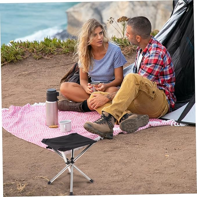 Kisangel 1pc Folding Chair Portable Outdoor Fishing Stool Stainless Steel Camping Seat for Hiking Activities Compact and Lightweight Design
