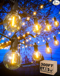 Outdoor String Lights Waterproof 300FT Patio Lights with 146 Shatterproof G40 Globe Bulbs(6 Spare) Connectable Dimmable LED Hanging String Lights for Outside Backyard Porch Balcony (150FT x 2)