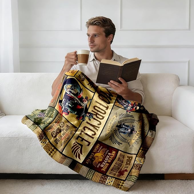 Motorcycle Gifts for Men Motorcycle Throw Blanket 60x50 Gifts for Motorcycles Riders Lovers Women Best Motorcycles Enthusiasts Gift Ideas for Birthday/Christmas/Father's Day