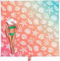 WEKAPO Beach Blanket Waterproof Sandproof &amp Sand-Free Beach Mat with Stakes &amp Built-in Storage Bag – Oversized Extra Large Perfect for Outdoor (Coral Sea Shells 8 X 7 FT (1~4 Person))