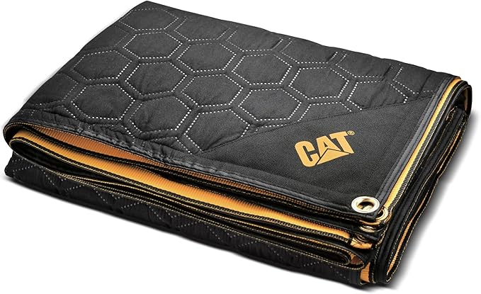 CAT 72 Inch x 80 Inch Water-Resistant Woven Utility Blanket Black Brown - 980837E