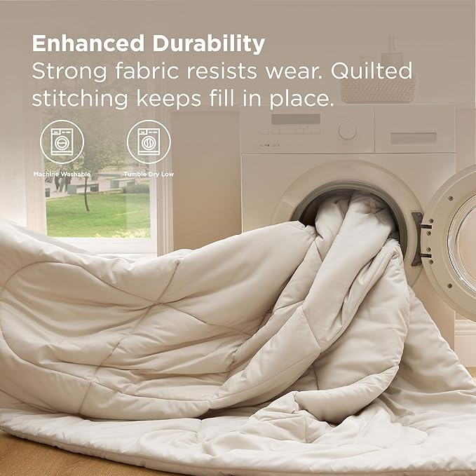 Bedsure 7 Pieces King Comforter Set Premium Series Hotel Luxury Soft Bed in a Bag Goose Down Alternative Safe for Sensitive Skin Bedding Comforter All Season Medium Warmth Beige Wavy Quilted