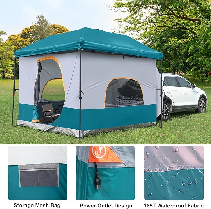 UNP Camping Canopy - Inner Tent - Side Tents - SUV Camping Cube for 10' x 10' Pop Up Canopies (Canopy Pole/Shelter NOT Included) (Ocean Blue-SUV Cube Tent)