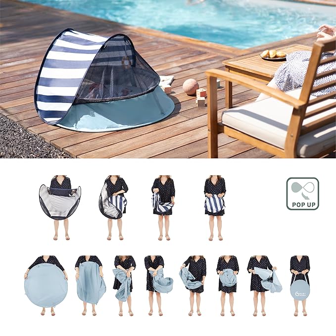 Babymoov Aquani Tent &amp Pool 3 in 1 Pop Up Tent Kiddie Pool and Play Area (Summer 2024 Essential) Marine One Size