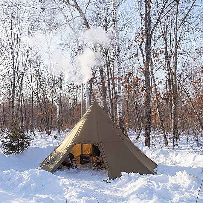 POMOLY Tipi Tent Camping Hot Tents Bromance 70 Pyramid with 3 Stove Jacks for 2-4 Person Hiking Hunting