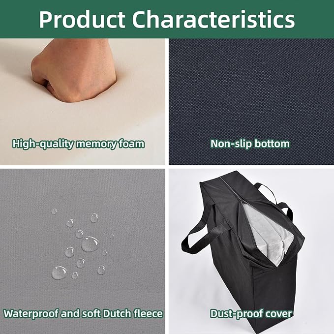 Memory Foam Foldable Mattress Trifold Floor Bed Mattress with Dust Cover Portable Waterproof Camping Pad Mat for Outdoor Sleeping Foldable for Travel Truck Bed Tent