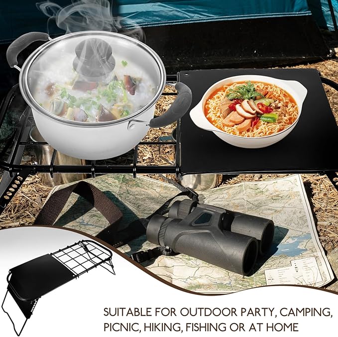 Portable Folding Camping Table with Mesh Top Adjustable Height Metal Frame Lightweight Outdoor Picnic and BBQ Table for Hiking Beach and Travel Use