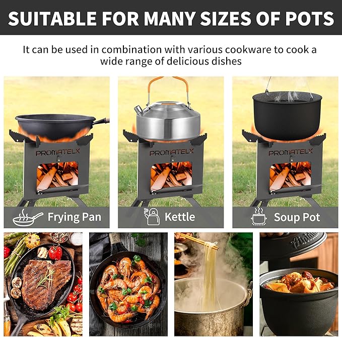 Portable Tripod Camping StoveWood-Burning Rocket Stove with Carry Bag Ideal for Camping Backyard Cooking &amp Outdoor Adventures