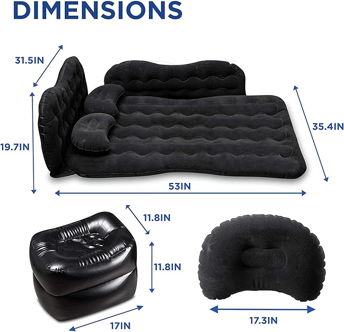 Car Air Mattress Truck Back Seat Bed – Zento Deals Camping Bed Inflatable Mattress – Portable Travel Bed with Pillows – Travel Camping Sleeping Outdoor Bed – Universal Car SUV Truck and RV…