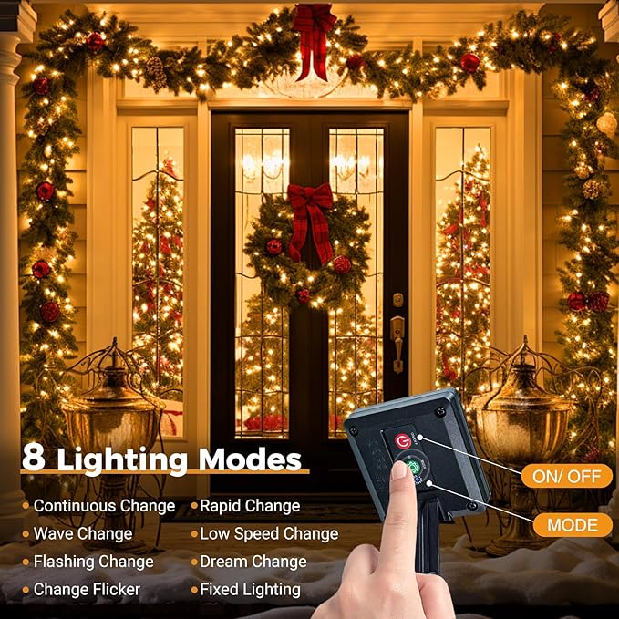 btfarm 4 Pack Solar Christmas Lights Outdoor 157Ft 480LED Solar String Lights Outside Waterproof 8 Modes Twinkle Tree Light Solar Powered for Xmas Garden Patio Yard Party Wedding Decor Warm White