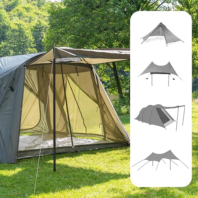 SAN LIKE Aluminum Tent Poles for Tarp - 75in Collapsible Poles for Awnings Canopy Rain Fly Shelter - 4 Sets-5 Sections