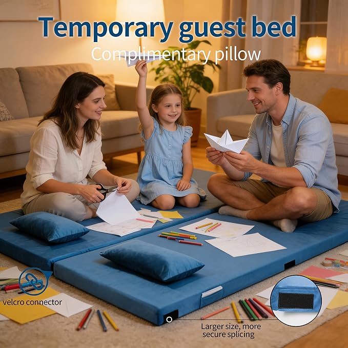 3 Inch Memory Foam Camping Mattress Pad Dual Layer Thick Sleeping Camp Mat for Sleepover Car Tent Portable Roll Up Mattress for Adults with Travel Bag