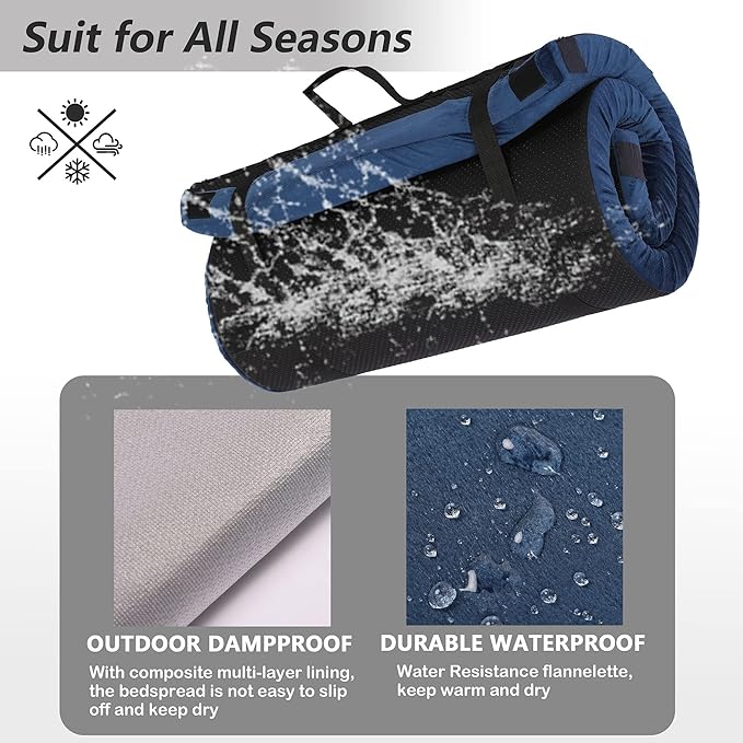 Betterhood Memory Foam Camping Mattress | Potable Backpacking Sleeping Pad W/Waterproof Cover &amp Carry Bag | Roll Up Cot Mattress for Floor TravelCamping | Kids Single or Twin
