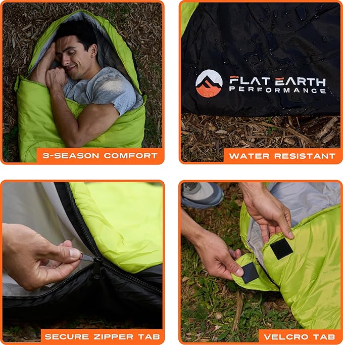 Expedition Camping Sleeping Bags with Compression Sack – 32°F/0°C Lightweight Camping Sleeping Bag for Camping &amp Hiking Water-Resistant Fits Adults &amp Teens Up to 6'0