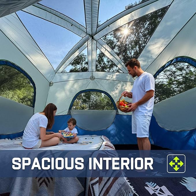 Happy Travel Tent 6 Person Tents for Camping Waterproof Easy Setup Camping Tent with Rainfly Portable Large Family Cabin Tent with 5 Large Mesh Windows and Carry Bag for Outdoor Camping &amp Hiking