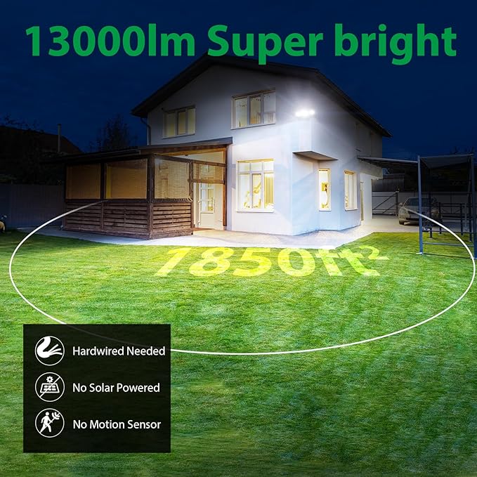iMaihom 130W Led Flood Light OutdoorDusk to Dawn Outdoor Lighting 13000LM Outdoor Lights 3 Adjustable Heads Security Lights with Photocell IP65 Waterproof 6500K Outside Flood Light for Yard Garage