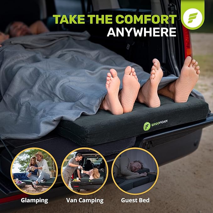 Sleeping Pad for Camping Mattress – Thick Extra Supportive 2-Layer Foldable Mattress with High-Density Foam &amp Memory Foam – Water-Resistant Nonslip Portable Bed by ErgoFoam