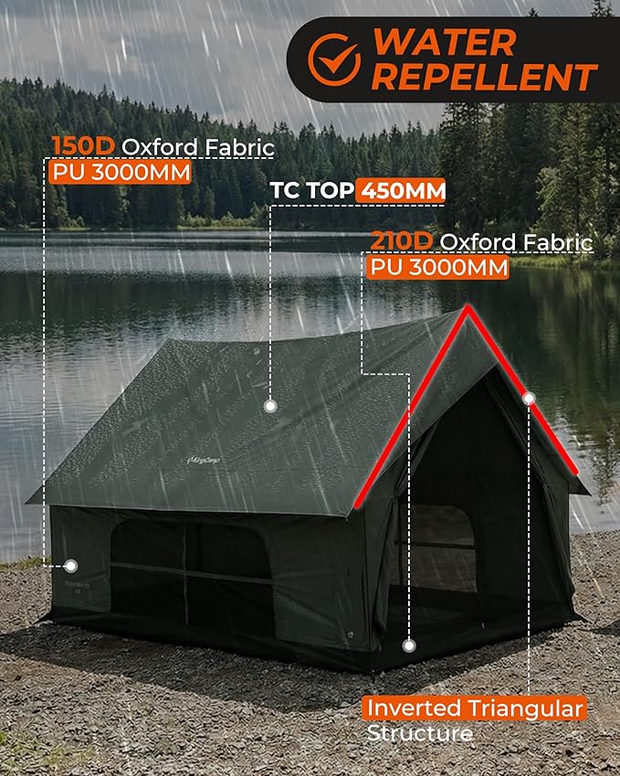 KingCamp Camping Tent with Floor 6-8 Person Canvas Hot Tent with Stove Jack Waterproof &amp Windproof Cabin Tent for Family Camping &amp Outdoor Parties