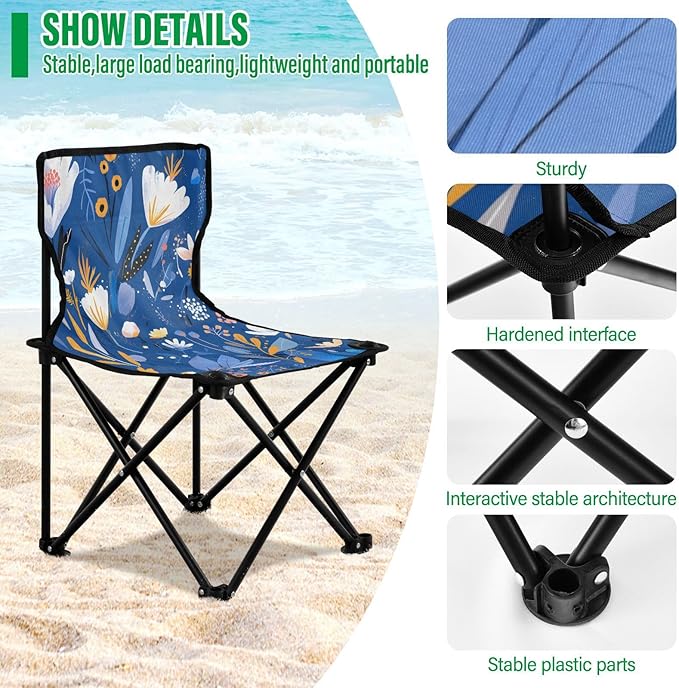 Late Night Plant Portable Camping Chairs Folding Chair - Durable Oxford Fabric Lightweight Iron Frame Easy Fold Design - Ideal for Outdoor Activities Camping Fishing and Travel